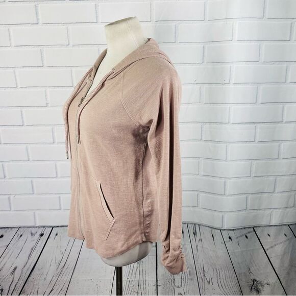 Calvin Klein Performance Even Sand Ruched LS Zip Front Hoodie Jacket - Small - Picture 7 of 16